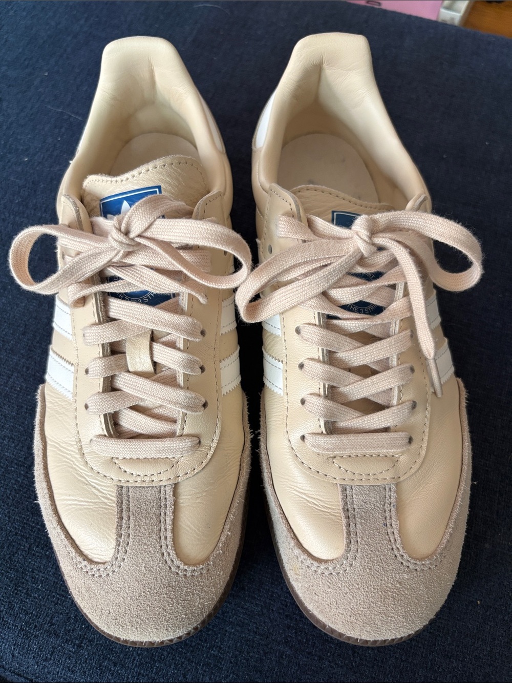Beige Samba Casual Leather Sneakers - Classic Low-Top